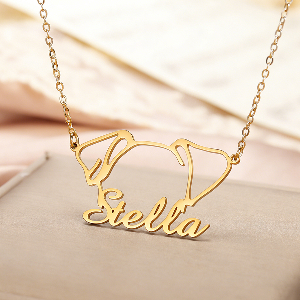 Mens Dog Tag Necklace - Custom Dog Name Necklace for Women