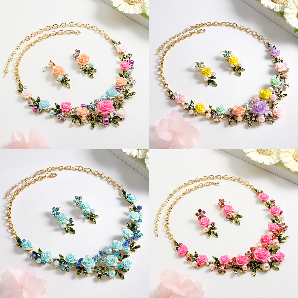 Eve Jewelry & Watches Distribuidor Oficial Rolex - Girlgo 3pcs/set Magnificent Resin Flower Necklace