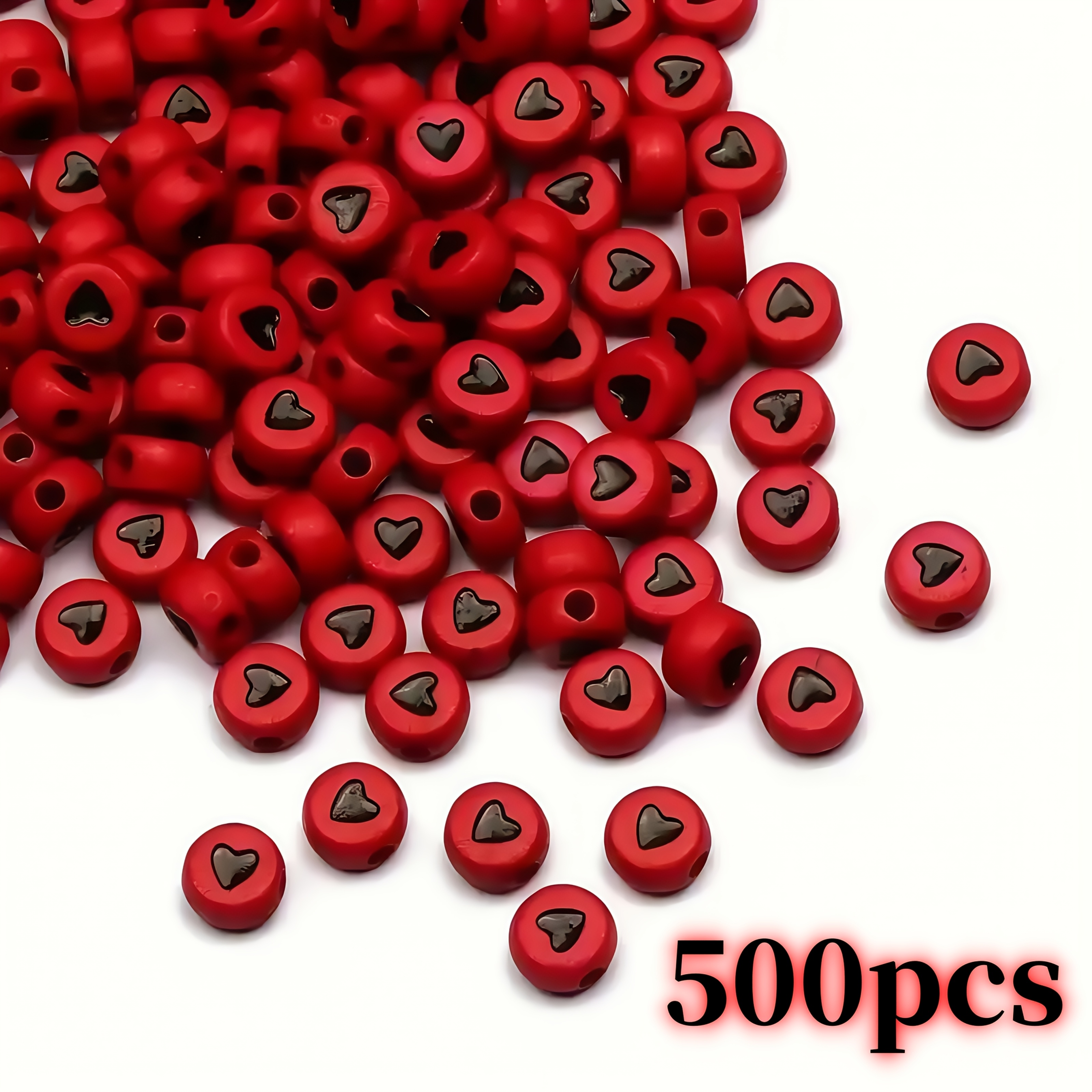 Jewelry Quotes - 7*4mm 500pcs Red base black heart