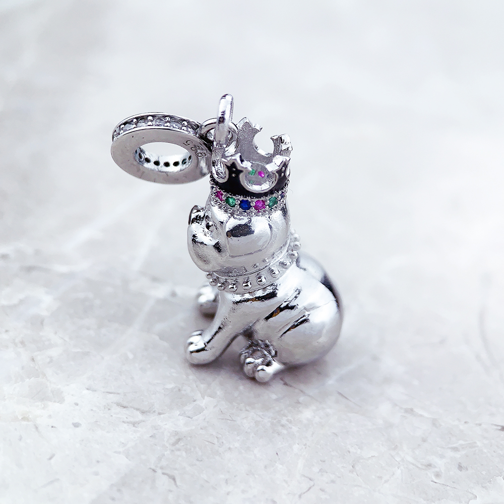 Fashion Bulldog With Crown Pen - Mens Dog Tag Necklace avis et prix