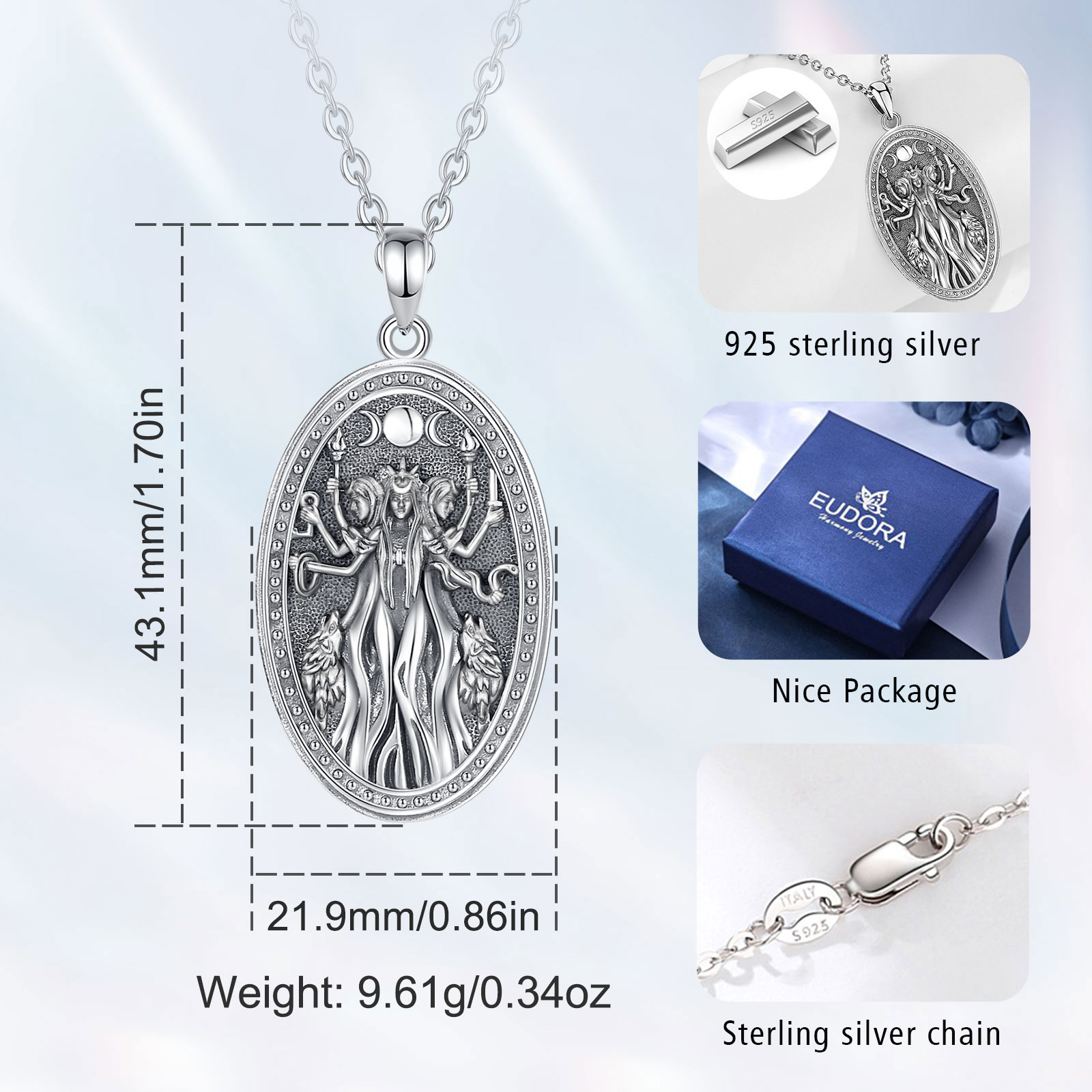 Eudora 925 Sterling Silver Tri - Mens Dog Tag Necklace avis et prix