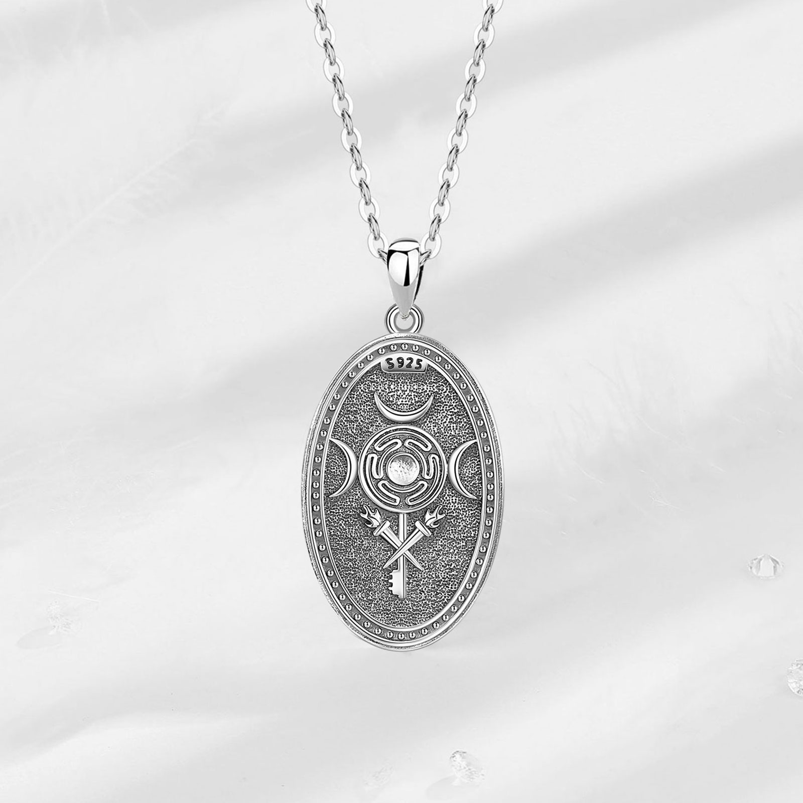 Eudora 925 Sterling Silver Tri - Mens Dog Tag Necklace avis et prix