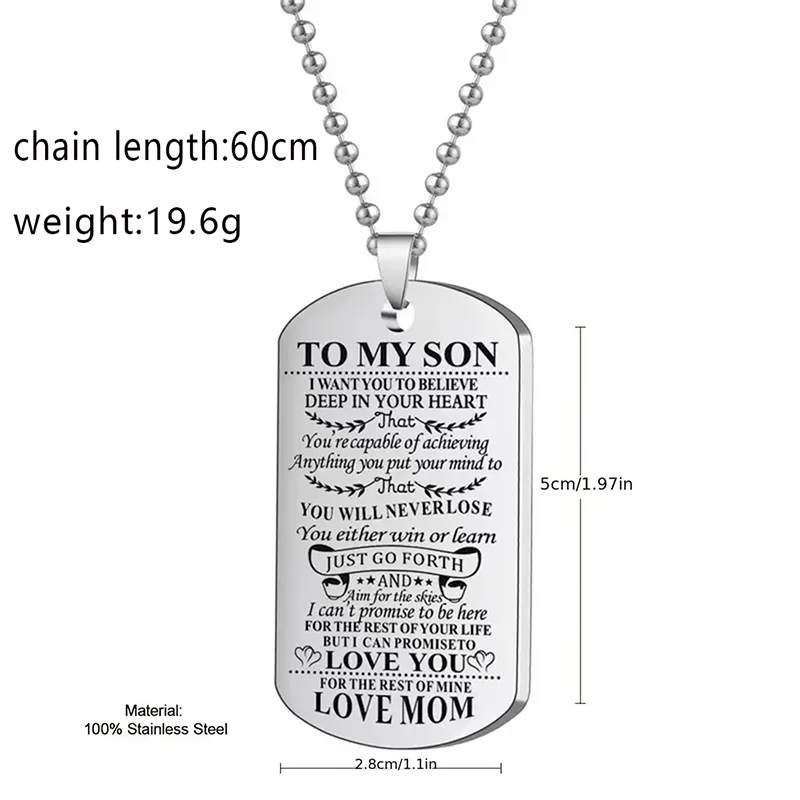 To My Son Inspirational Neckla - Mens Dog Tag Necklace avis et prix