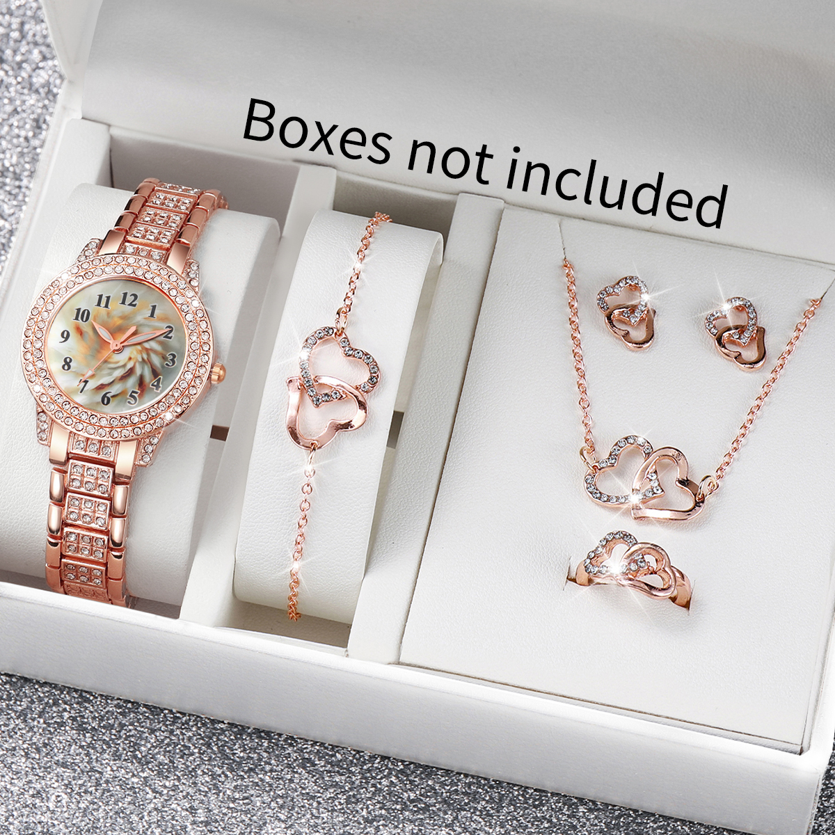 6PCS Luxury Rhinestone Women Q - Mystery Jewelry Jar Watches avis et prix