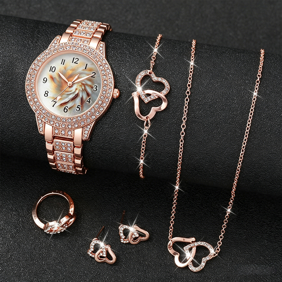 6PCS Luxury Rhinestone Women Q - Mystery Jewelry Jar Watches avis et prix
