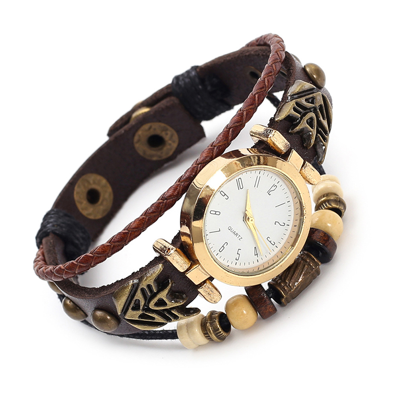 Vintage Leather Quartz Watch H - Jewelry Watches Vintage avis et prix