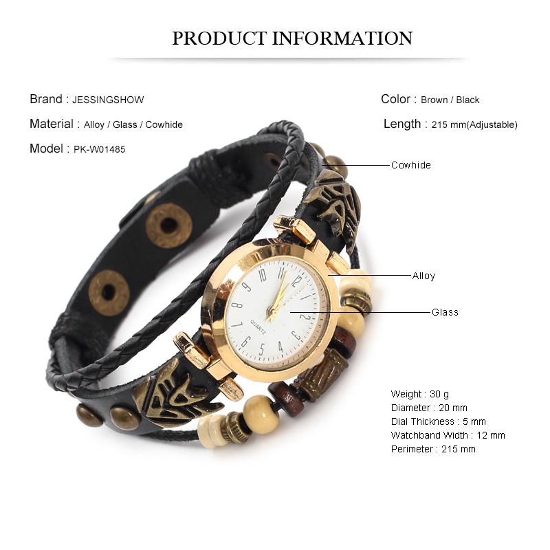 Vintage Leather Quartz Watch H - Jewelry Watches Vintage avis et prix