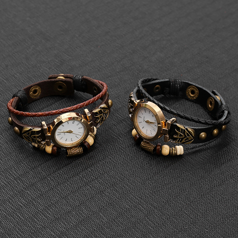 Vintage Leather Quartz Watch H - Jewelry Watches Vintage avis et prix