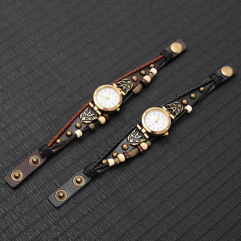 Vintage Leather Quartz Watch H - Jewelry Watches Vintage avis et prix