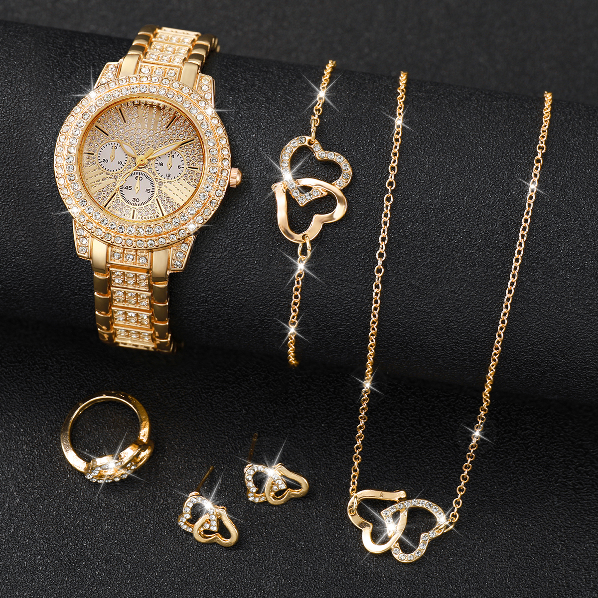 6PCS Luxury Rhinestone Women W - Mystery Jewelry Jar Watches avis et prix