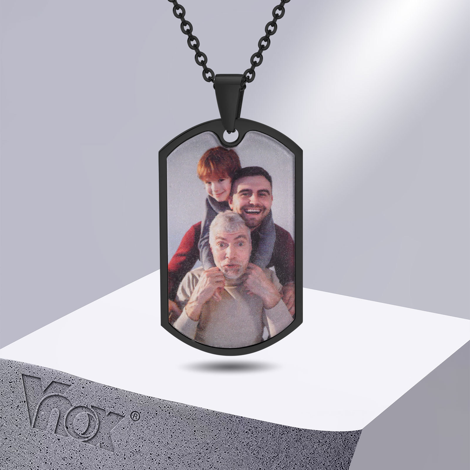 Vnox Free Custom Photos Words  - Mens Dog Tag Necklace avis et prix
