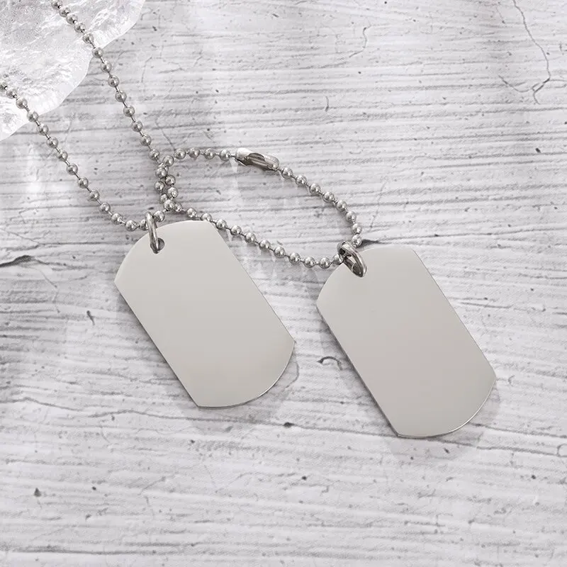 Simple Stainless Steel Double  - Mens Dog Tag Necklace avis et prix