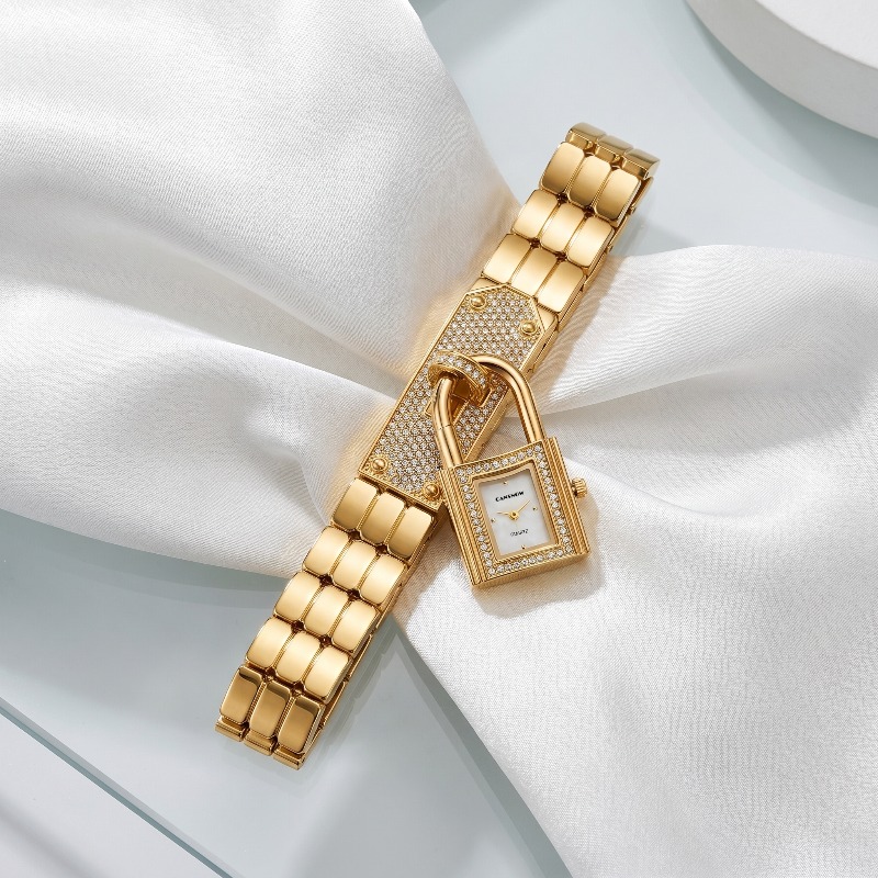 Gold Lock-Shaped Women's Watch - Mystery Jewelry Jar Watches avis et prix
