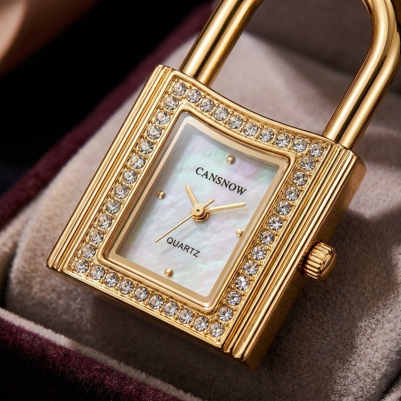 Gold Lock-Shaped Women's Watch - Mystery Jewelry Jar Watches avis et prix