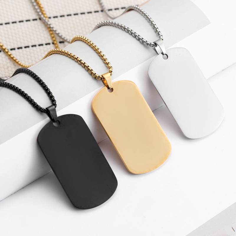 HNSP Plain Stainless Steel Sea - Mens Dog Tag Necklace avis et prix