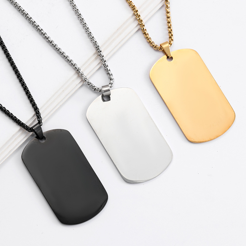 HNSP Plain Stainless Steel Sea - Mens Dog Tag Necklace avis et prix