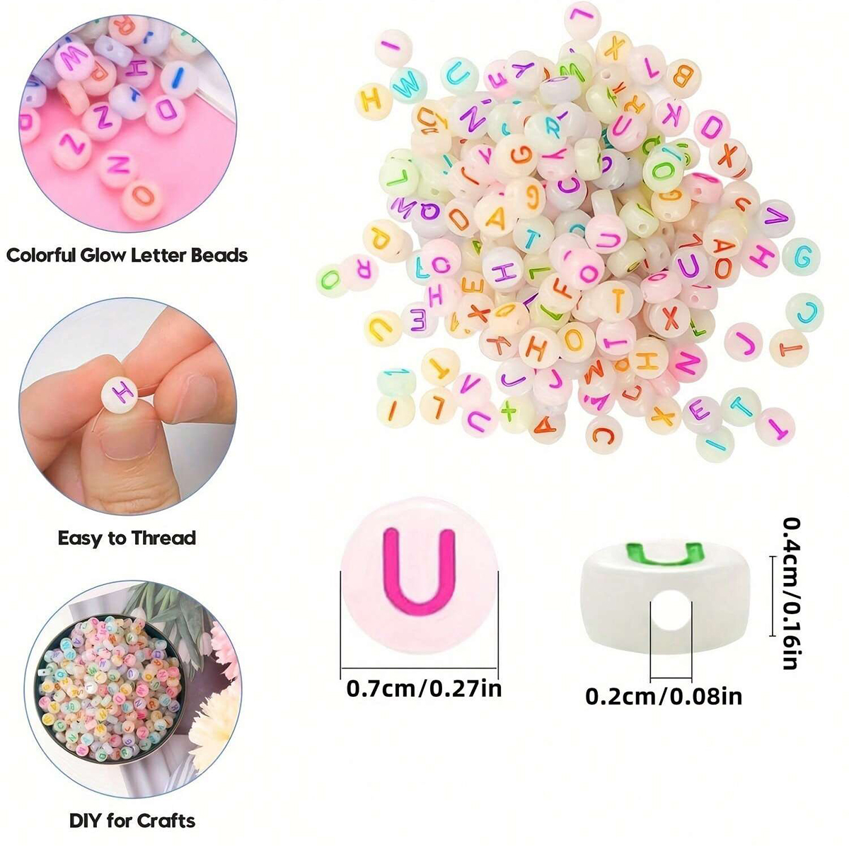 500/250pcs 4*7 mm Glowing Acry - Jewelry Quotes avis et prix