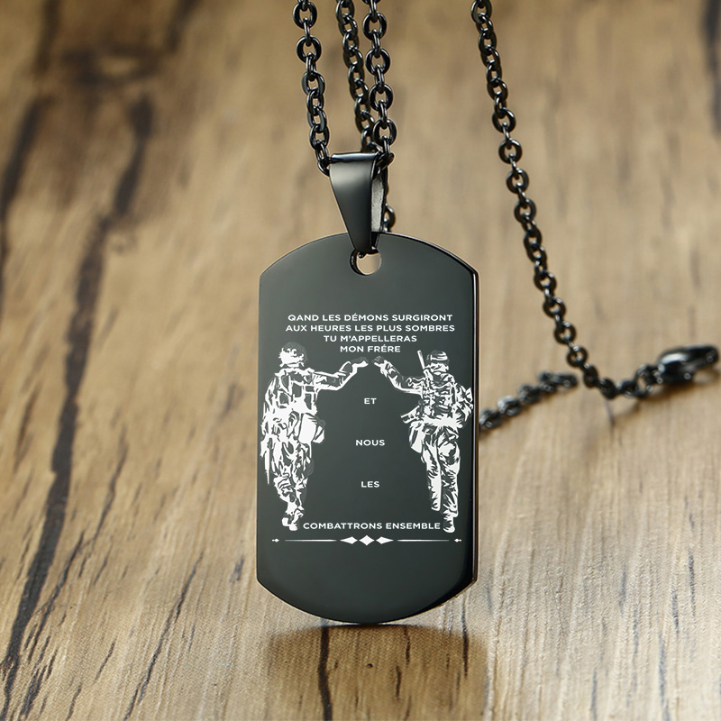 Vnox In the Darkest Hour When  - Mens Dog Tag Necklace avis et prix
