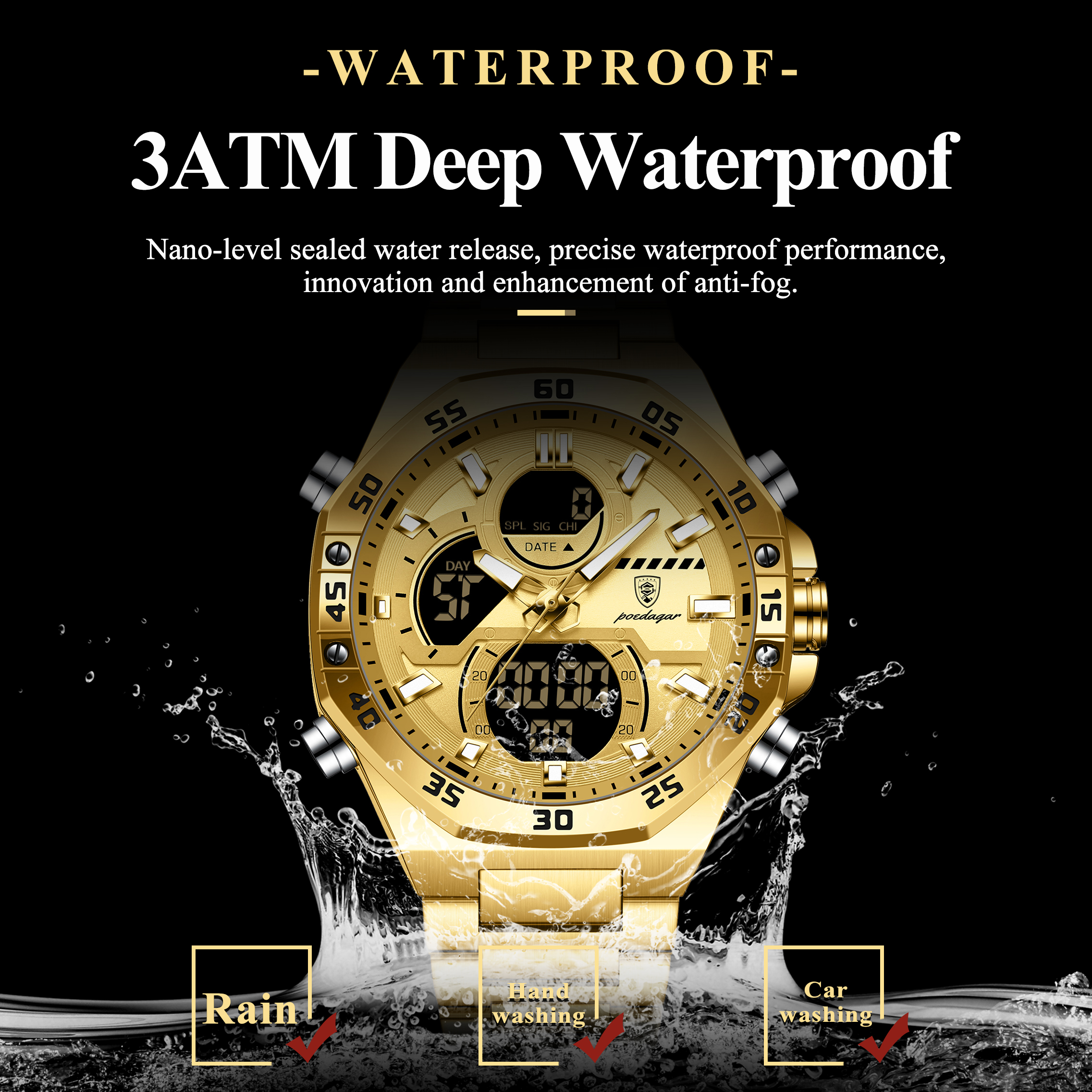 POEDAGAR Sport Men Watch LED W - Jewellery Watches avis et prix