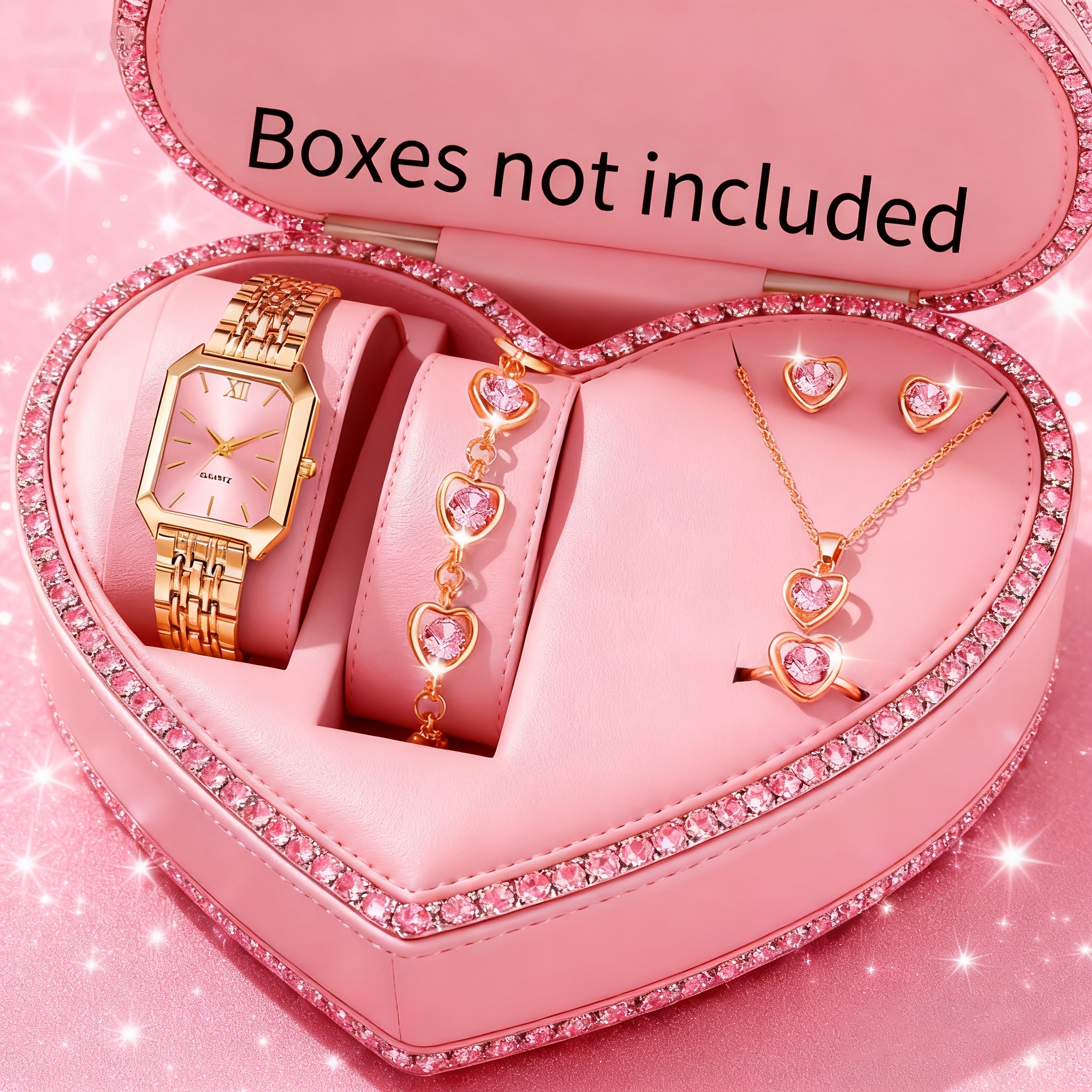 6PCS Elegant Rectangle Women Q - Mystery Jewelry Jar Watches avis et prix