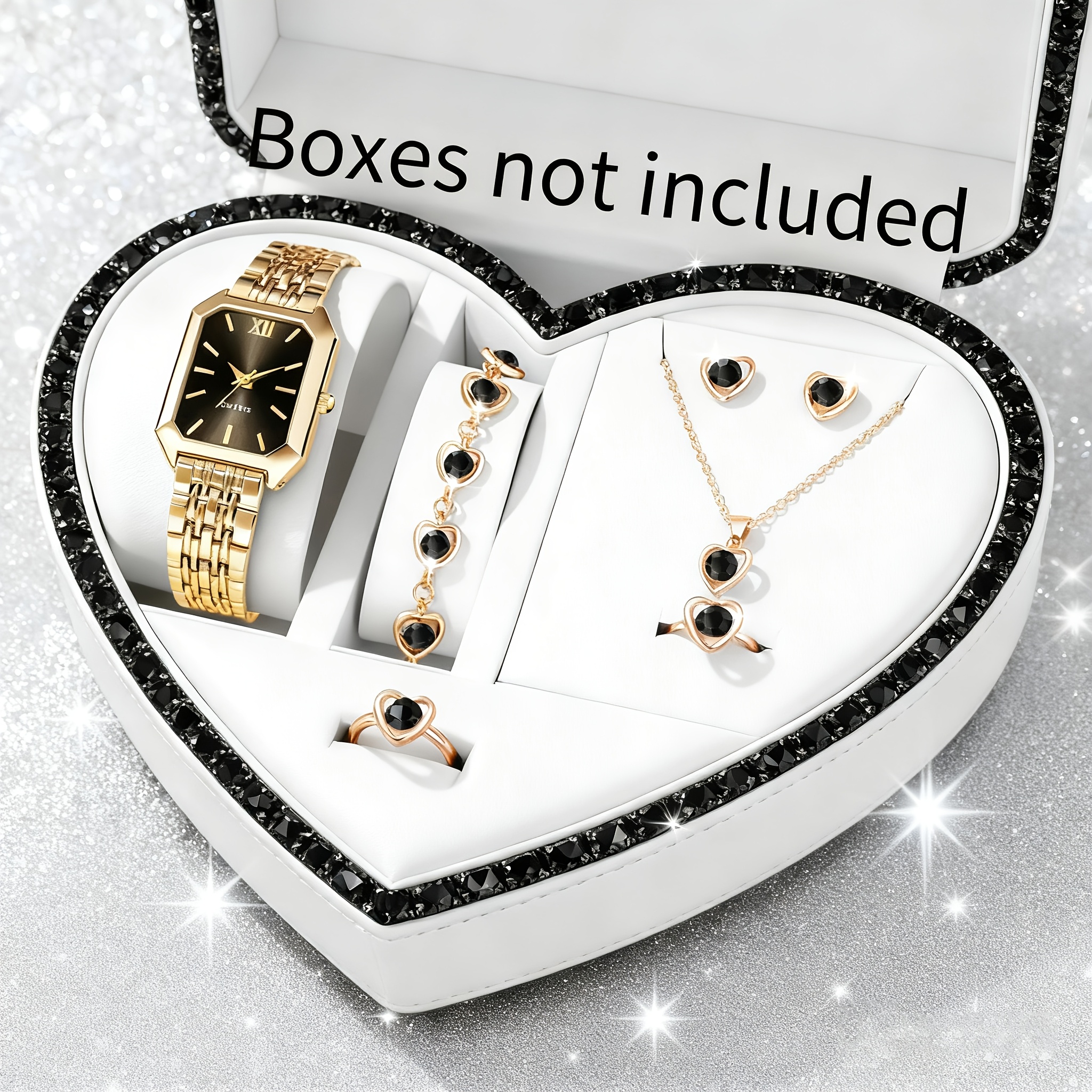 6PCS Elegant Rectangle Women Q - Mystery Jewelry Jar Watches avis et prix