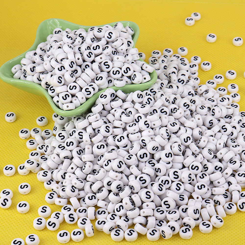 100pcs 7x4mm White Round A-Z A - Jewelry Quotes avis et prix