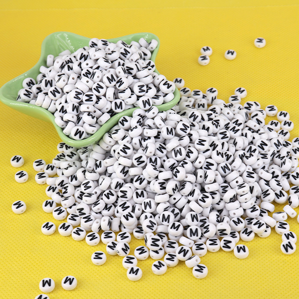100pcs 7x4mm White Round A-Z A - Jewelry Quotes avis et prix
