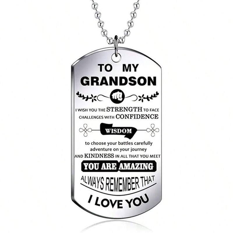 To My Grandson Inspirational N - Mens Dog Tag Necklace avis et prix