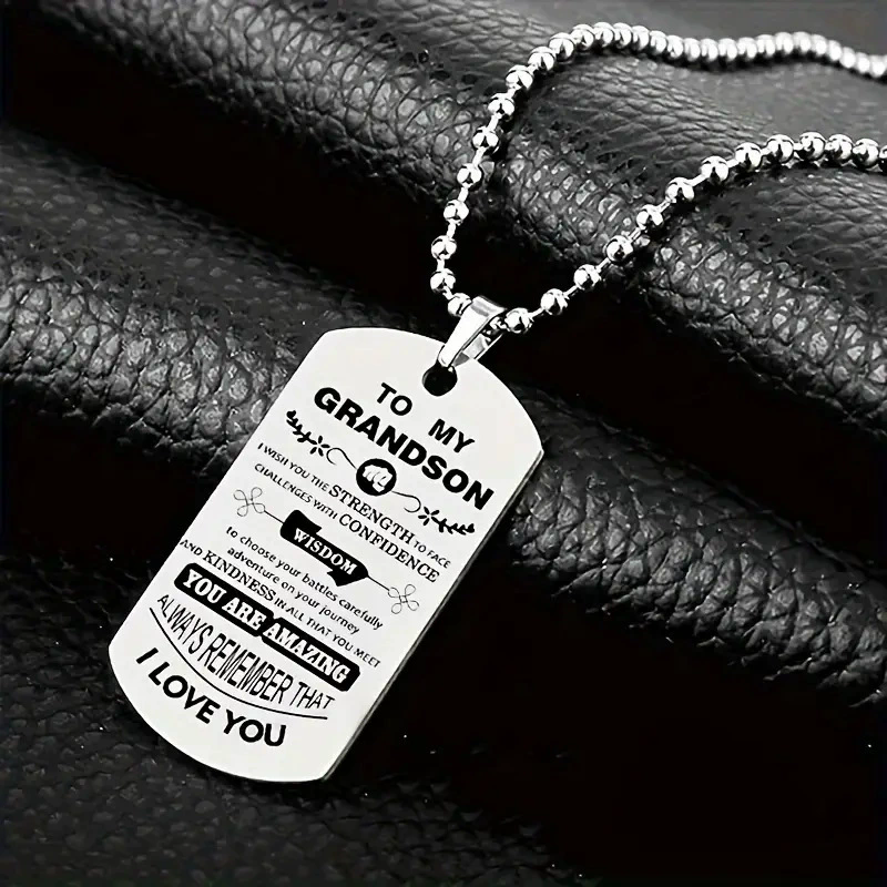 To My Grandson Inspirational N - Mens Dog Tag Necklace avis et prix