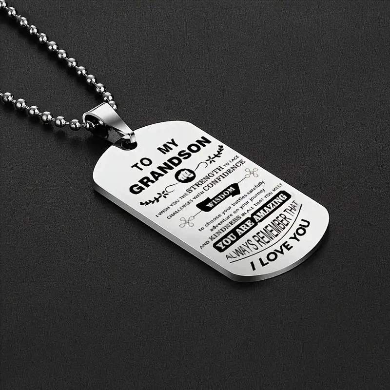 To My Grandson Inspirational N - Mens Dog Tag Necklace avis et prix