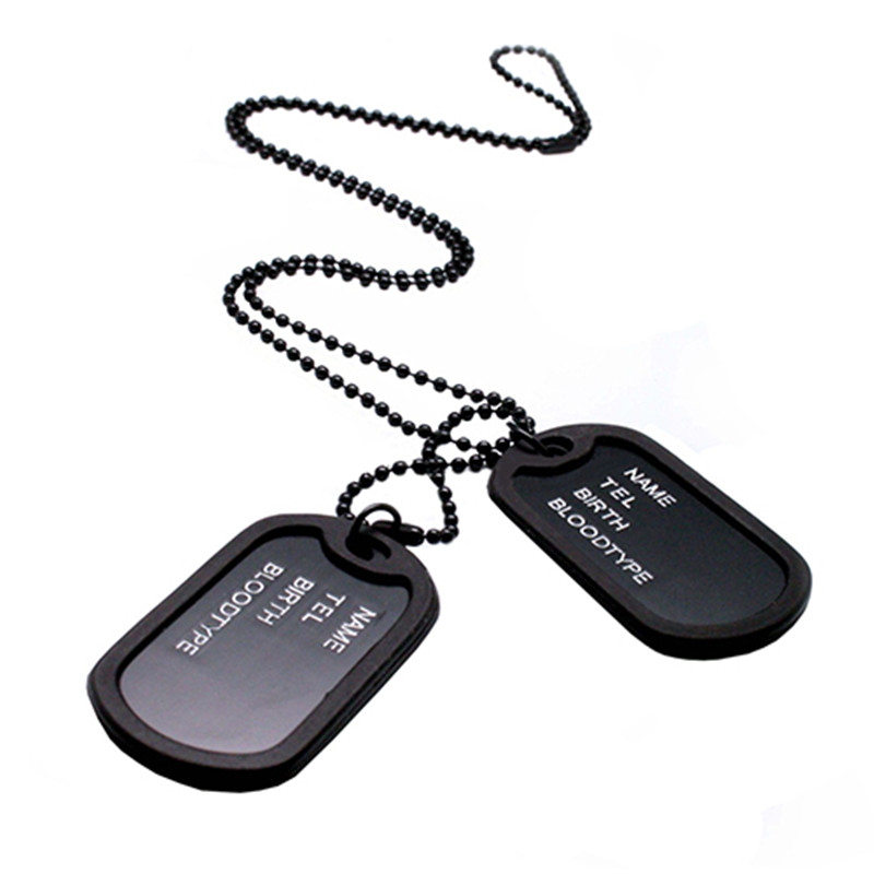Fashion Military Collares Blac - Mens Dog Tag Necklace avis et prix