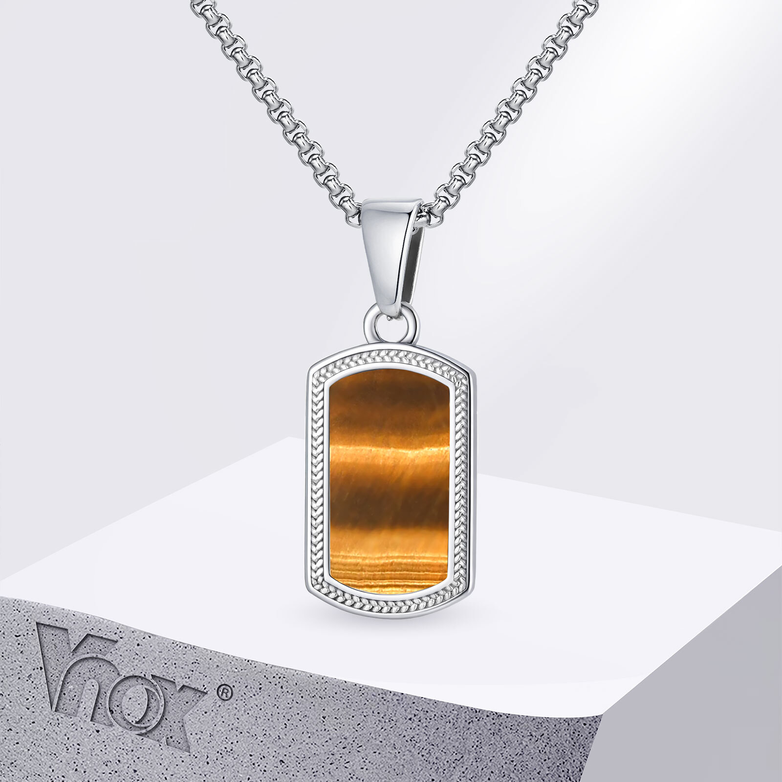 Vnox Stainless Steel Tiger Eye - Mens Dog Tag Necklace avis et prix