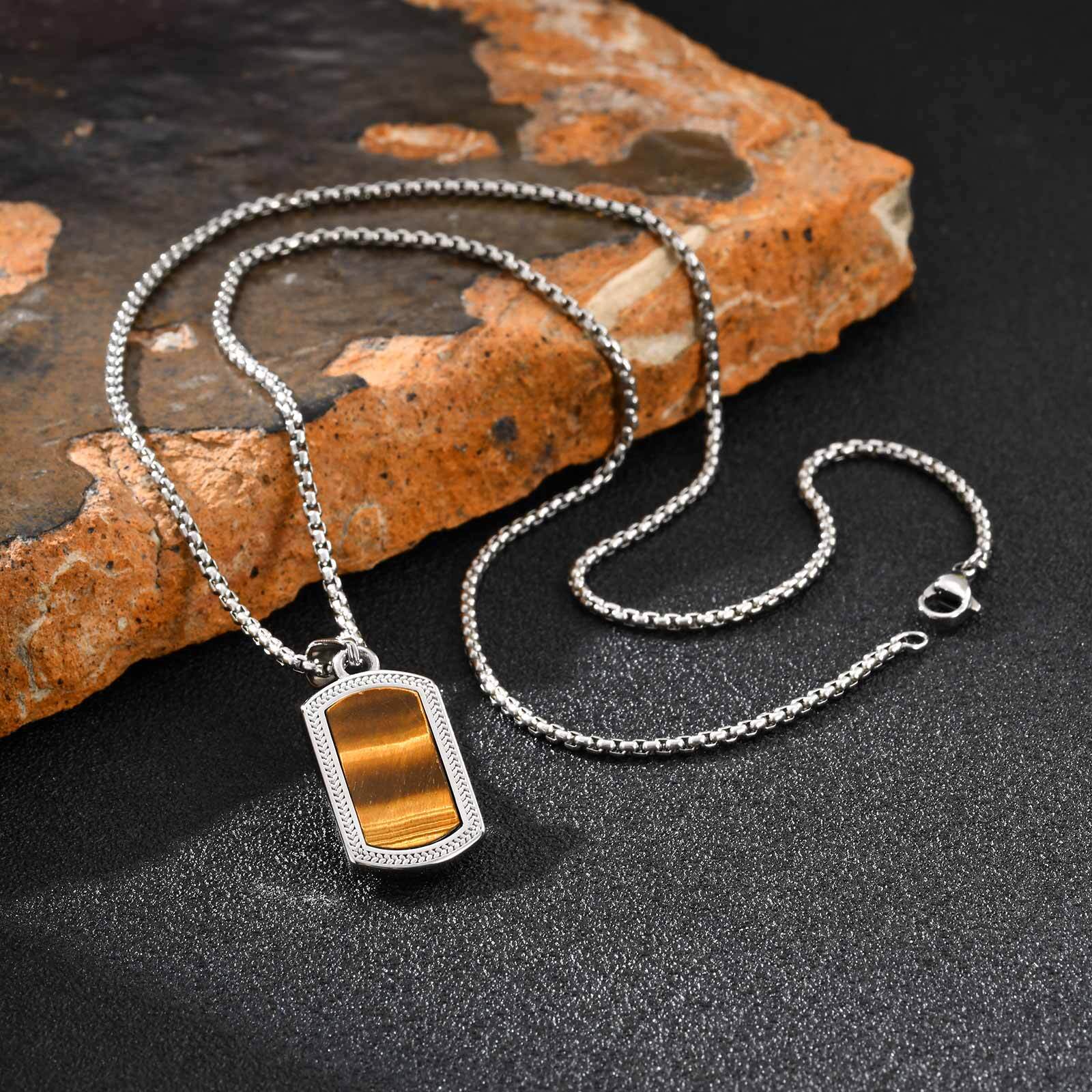 Vnox Stainless Steel Tiger Eye - Mens Dog Tag Necklace avis et prix